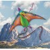 Drachenfliegender Dino 1 Zeile 125x70 cm.