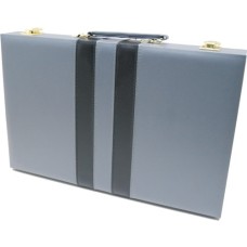 Backgammonkoffer 38cm.grau/weiß/schw.
