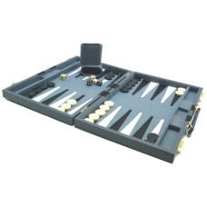 Backgammonkoffer 38cm.grau/weiß/schw.