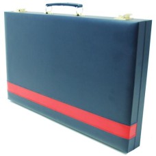 Backgammon Koffer Kunstleder blau 46x30cm.