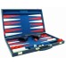 Backgammon 38cm.blau Kunstl.mit rotem Streifen.