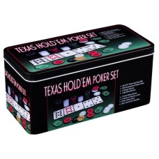 Poker-Set Texas Hold'em Blechdose 200 Chips+K. Poker-Set Texas Hold'em Blechdose 200 Chips+K.