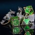 Steampunk Metall Würfelset Grün