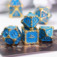 Würfelset Metall Blau Gold