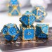 Würfelset Metall Blau Gold