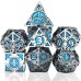 Metall-Würfelset Silber/Blau mit Pfeilen