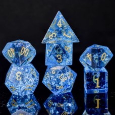Glaswürfel-Set „Shattered“ Blau in einer Metalldose