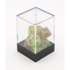 Würfel Glow i.t.Dark Geel/Roze 7st Würfel Glow i.t.Dark Geel/Roze 7st