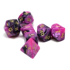 Würfel lila/schwarz 7 Beutel