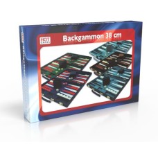 Backgammon 38cm.blau Kunstl.mit rotem Streifen.