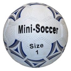 Mini Fußball Gummi Gr.1 weiß/blau 13 cm.