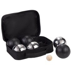Boules 6 Bälle schwarz/Chrom Nylon Tasche