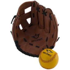Baseball-Handschuh-Set mit Ball im Netz