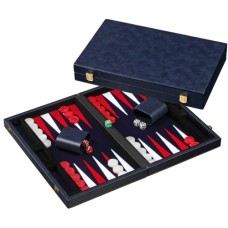 Backgammon Blau Intarsien Filz 38,5 cm