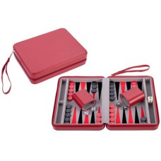 Backgammon mit Reißverschluss, 9 Zoll Rot
