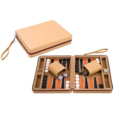Backgammon mit Reißverschluss, 9 Zoll Beige