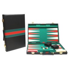 Backgammonkoffer schwarz/grün-rot 46 cm.