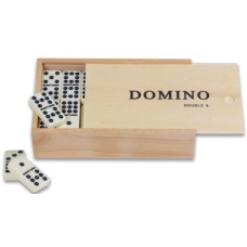 Domino dopp.9 weiß+Zapf 9mm.Kiste natur