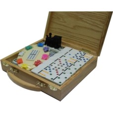 Domino Mexican-Train Doppelt.12 Holzkoffer