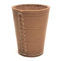 Würfelbecher 10x8 cm.echtes Leder natur