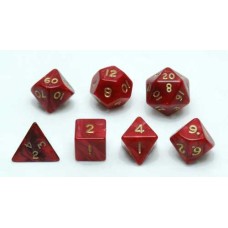 Würfel-Set,7 St. Rot Marmor/Perlmutt