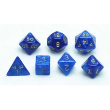 Würfel-Set,7 St.Blau Marmor/Perlmutt