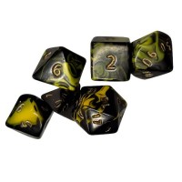 Würfelset mit 7 Stück Gelb/Schwarz Oblivion Jumbo