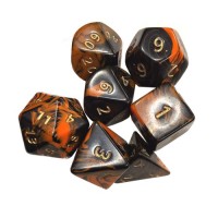 Würfelset mit 7 Stück Orange/Schwarz Oblivion Jumbo
