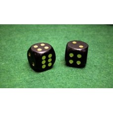 Würfel 16 mm, Holz schw/gold Punkte.VE12 Würfel 16 mm, Holz schw/gold Punkte.VE12