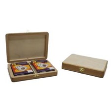 Kiste Holz natur lakiert m.2 Spielkarten-Sets