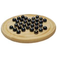 Solitär Holz 22 cm, schwarze Glaskugeln